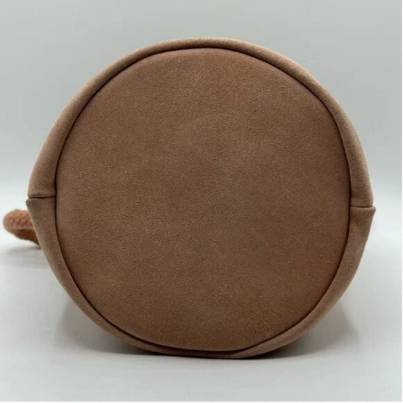 Lucky Brand Rose Colored Suede Leather Crossbody Bucket Bag with Wooden Handles - Picture 8 of 11